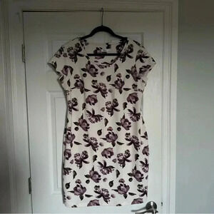 Size L Thyme Maternity Plum and White Floral Dress